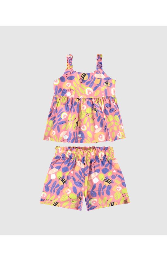 Conjunto Infantil Menina Regata Ampla E Shorts Em Viscose Malwee Kids