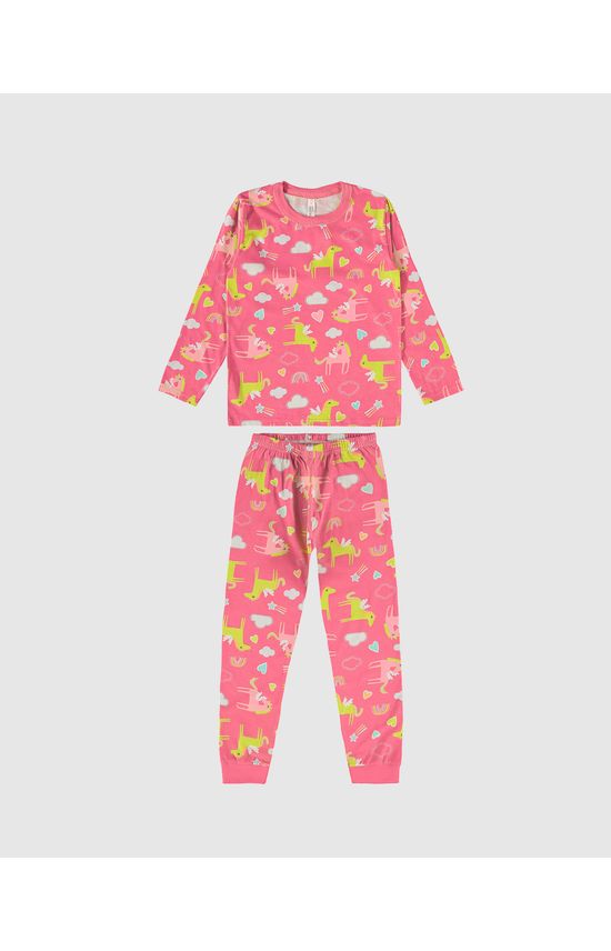 Pijama Infantil Menina Blusa Manga Longa Em Algodão Malwee Kids