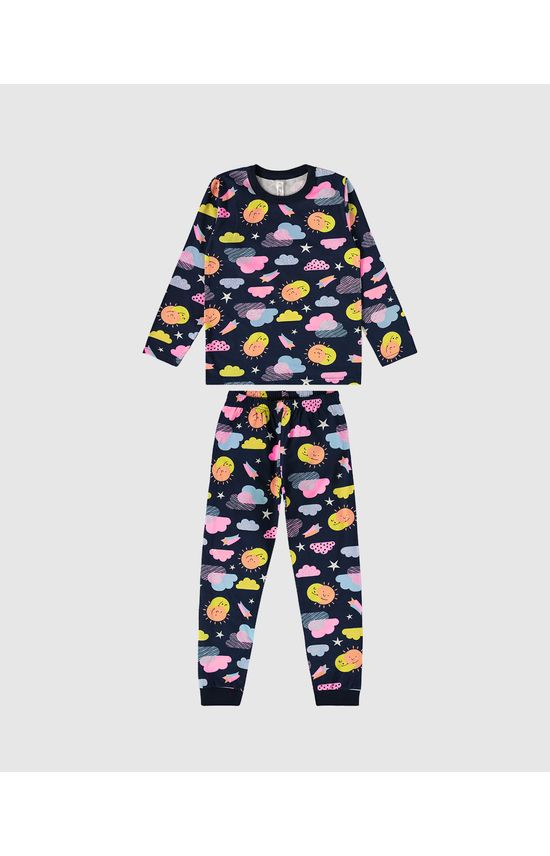 Pijama Infantil Menina Blusa Manga Longa Em Algodão Malwee Kids