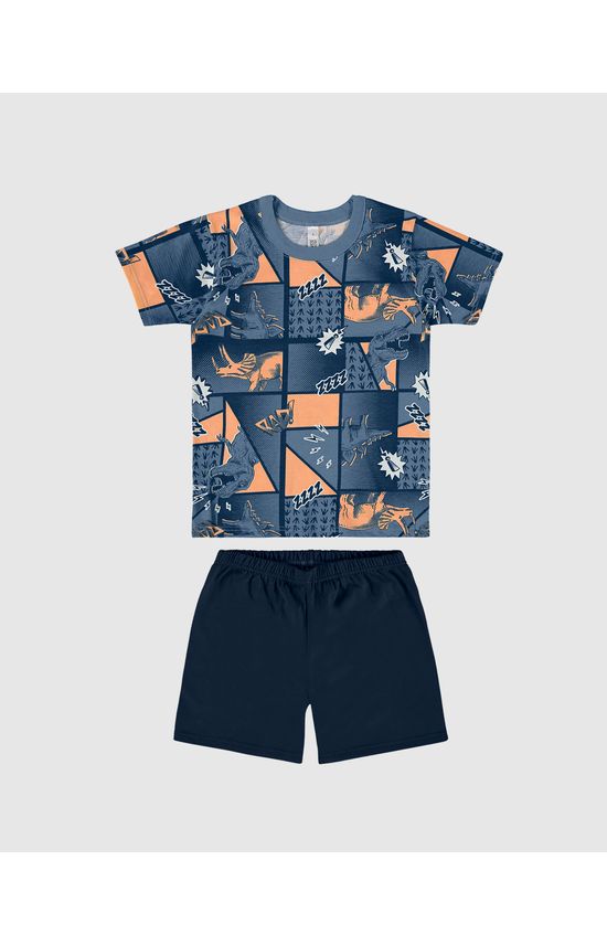 Pijama Infantil Menino Camiseta Estampa Corrida Em Algodão Malwee Kids