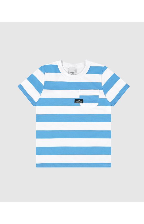 Camiseta Infantil Menino Listrada Bolso Frontal Em Algodão Malwee Kids