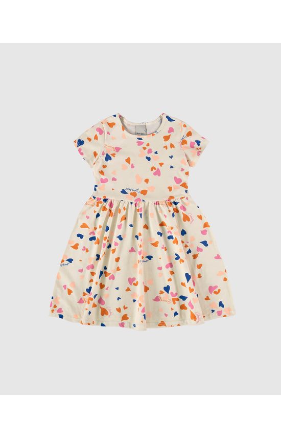 Vestido Infantil Estampado Acinturado Em Algodão Malwee Kids