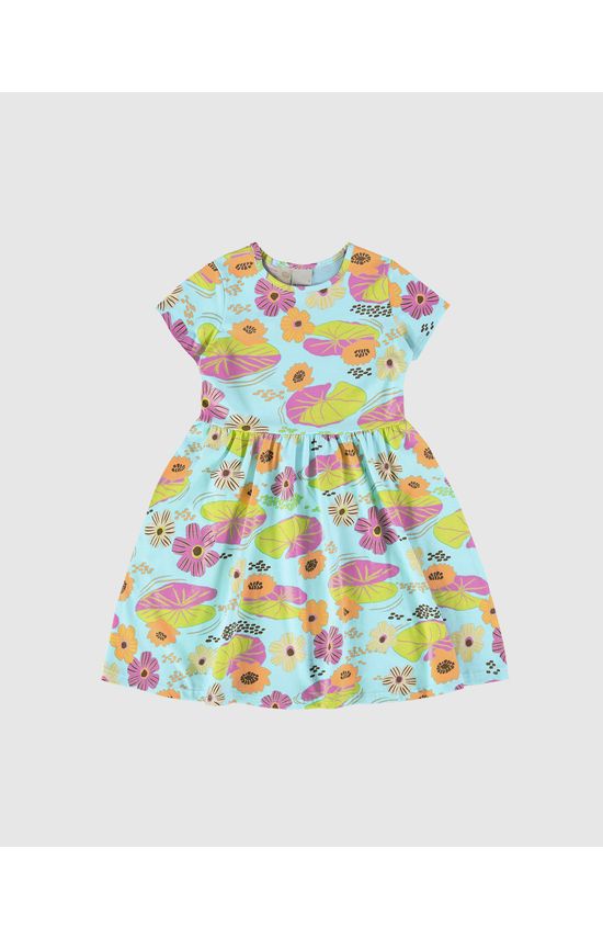 Vestido Infantil Estampado Acinturado Em Algodão Malwee Kids