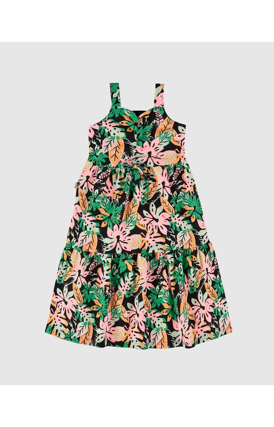 Vestido Infantil Midi Marias Estampado Em Malha Texturizada Malwee Kids