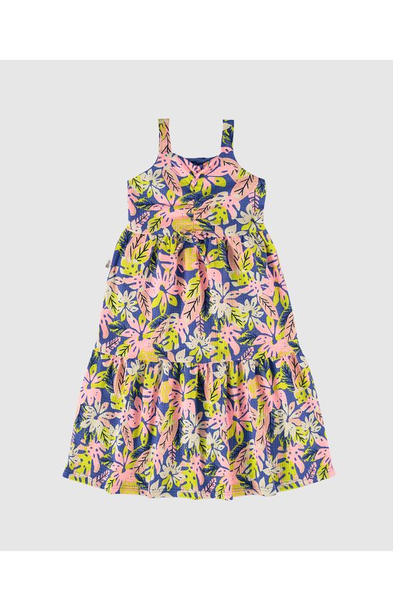 Vestido Infantil Midi Marias Estampado Em Malha Texturizada Malwee Kids