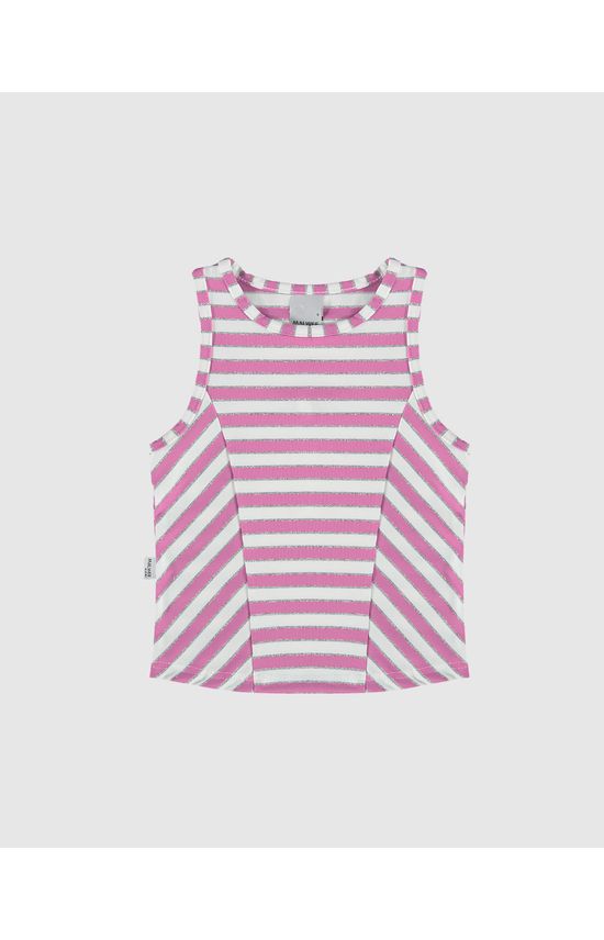 Regata Infantil Menina Em Malha Listrada Lurex Malwee Kids