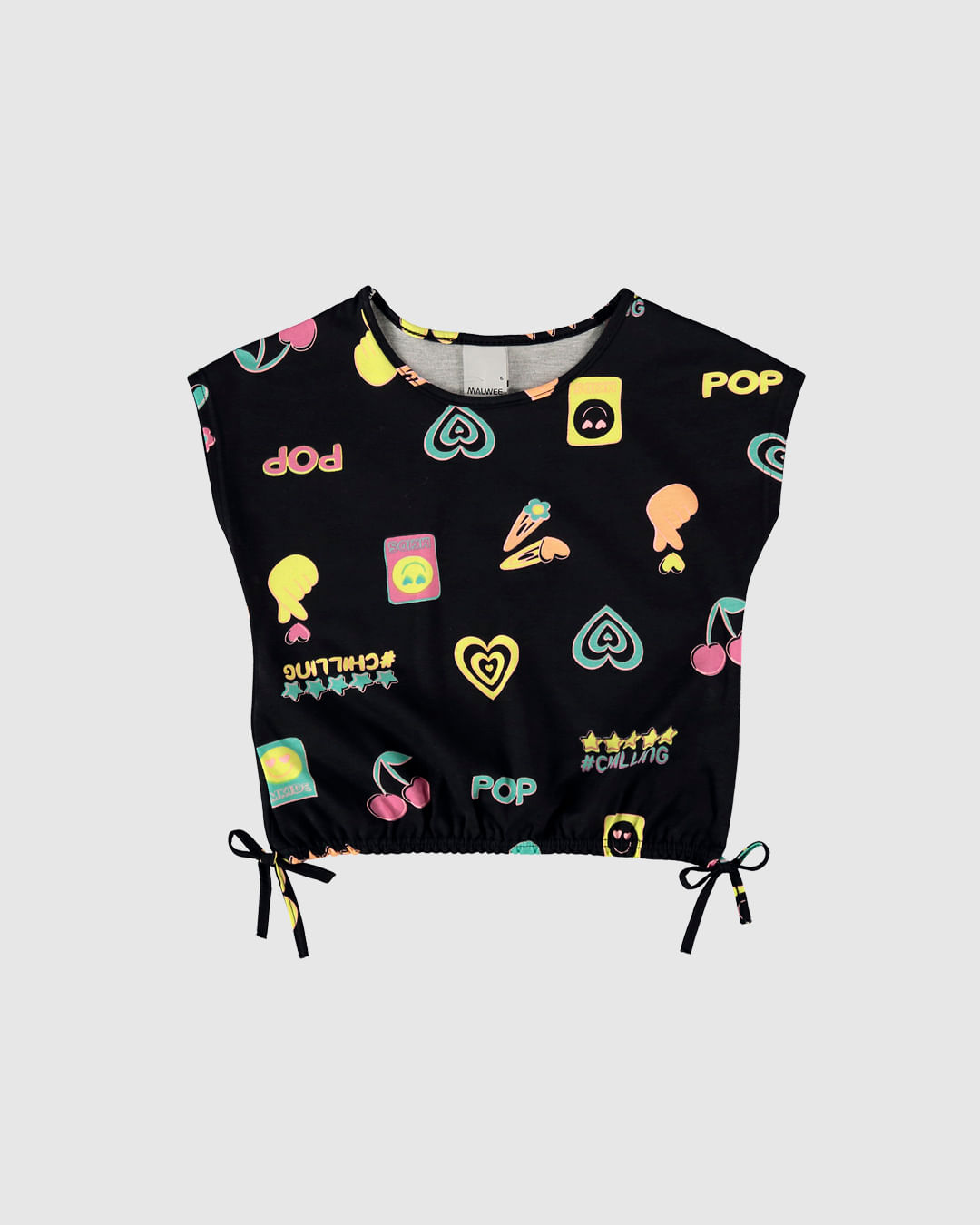 Blusa Infantil Menina Estampada Barra Elástico Em Algodão Malwee Kids - Imagem 7