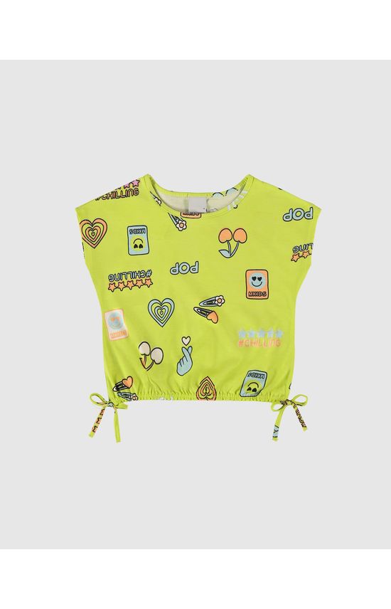 Blusa Infantil Menina Estampada Barra Elástico Em Algodão Malwee Kids