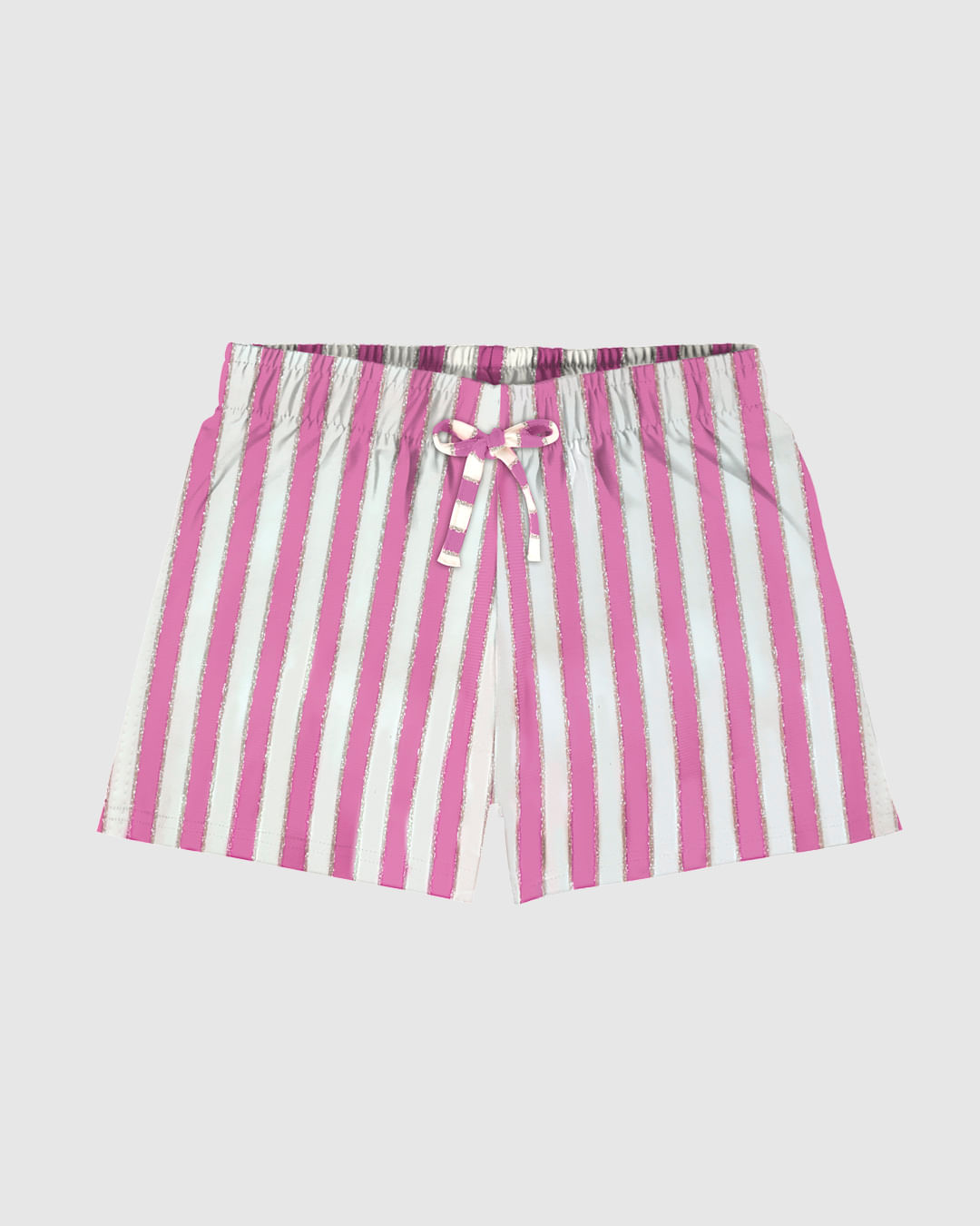Shorts Infantil Menina Em Malha Listrada Lurex Malwee Kids