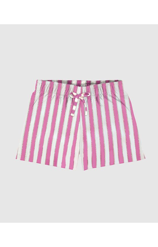 Shorts Infantil Menina Em Malha Listrada Lurex Malwee Kids