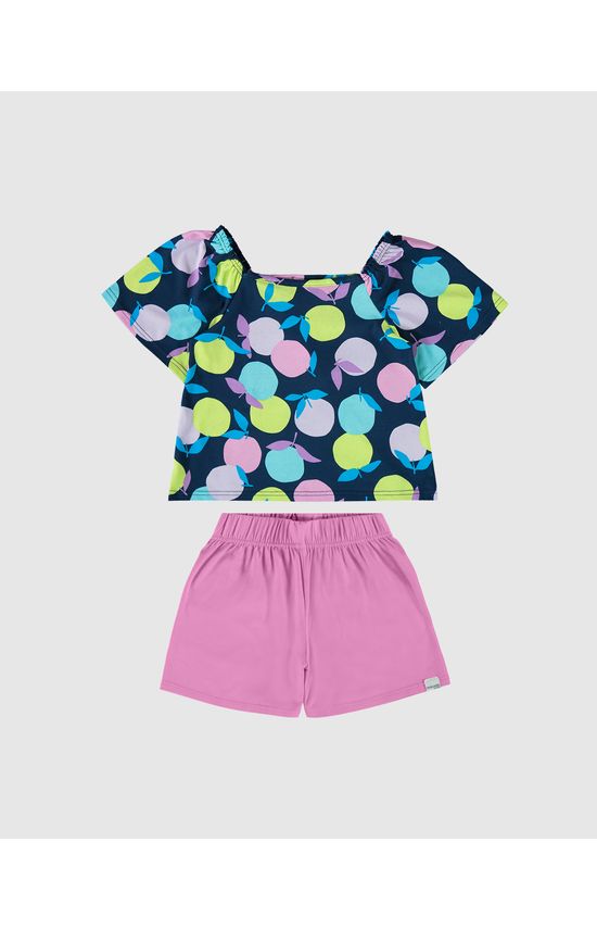 Conjunto Infantil Menina Blusa Estampa Frutas Em Algodão Malwee Kids