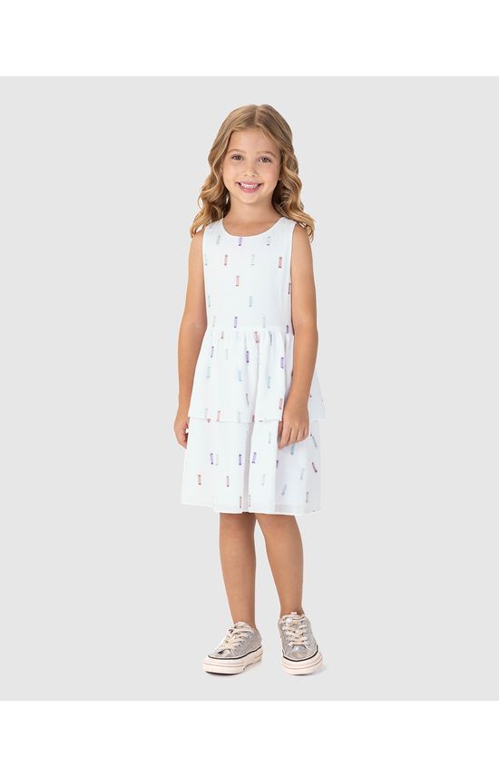 Vestido Infantil Camadas Em Plumetis Brilho Malwee Kids