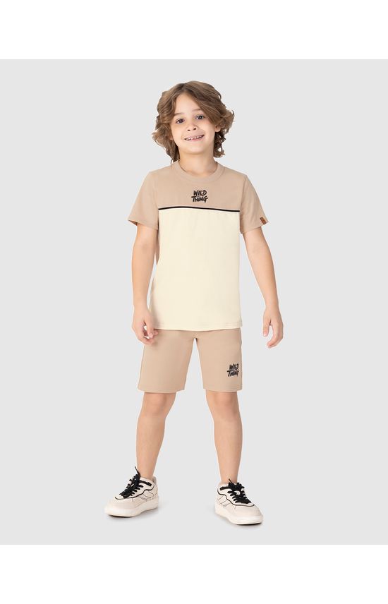 Conjunto Infantil Menino Camiseta Bicolor Em Algodão Malwee Kids