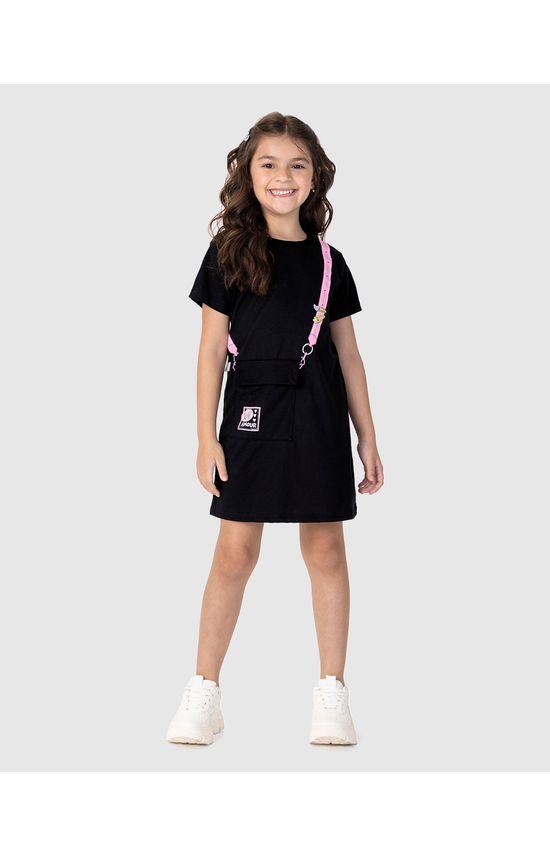 Vestido T-Shirt Infantil Bolso Funcional Em Algodão Malwee Kids