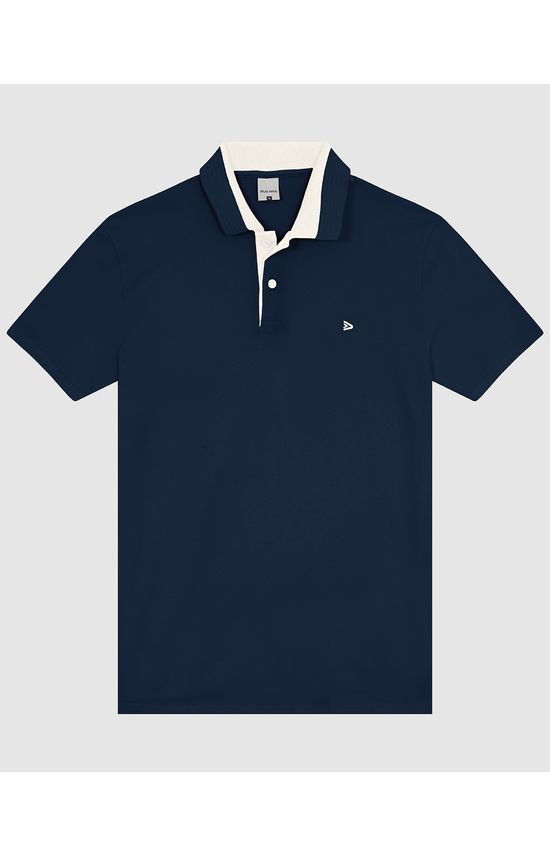 Camisa Polo Masculina Gola Contraste Em Piquet Stretch