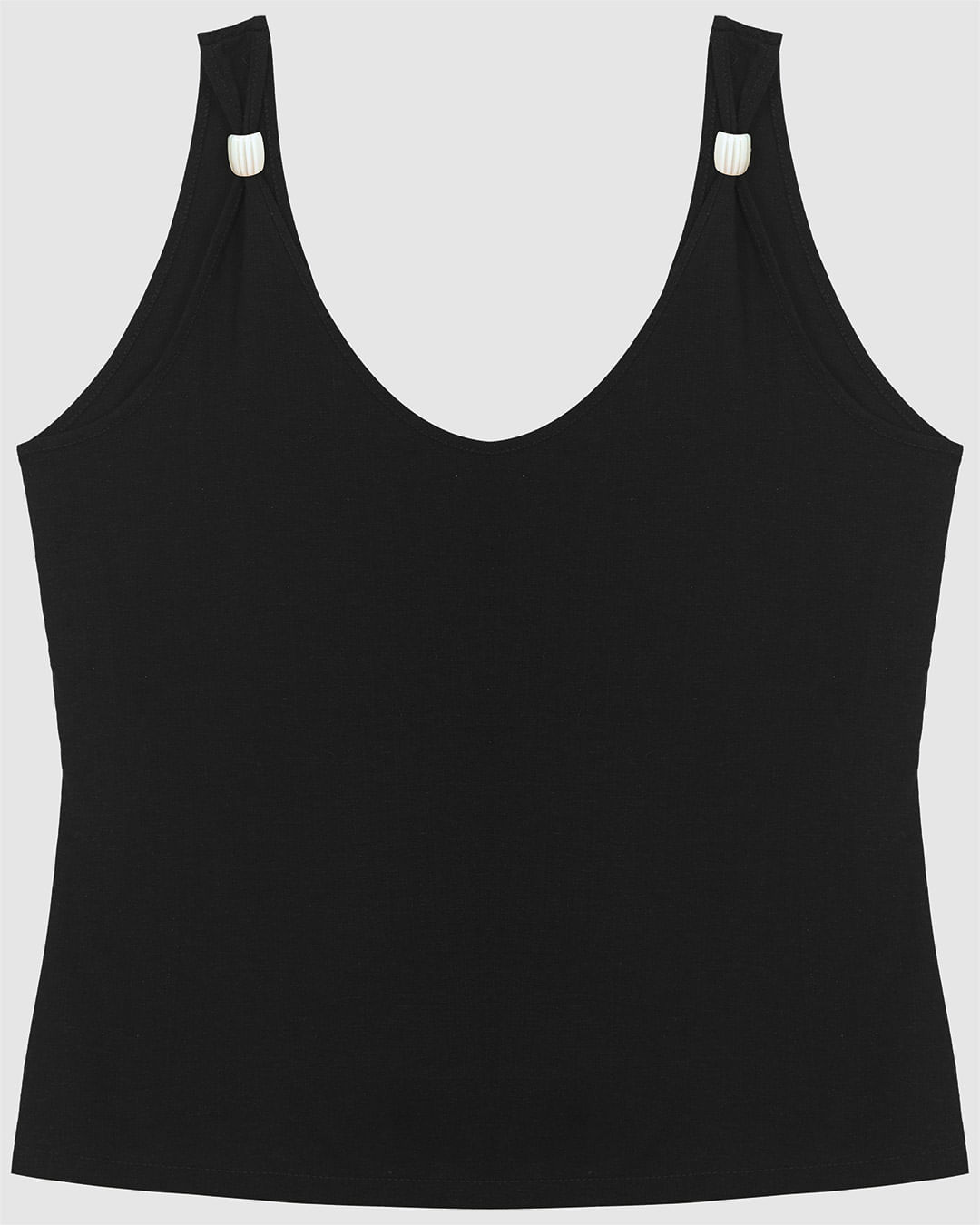 Regata Feminina Plus Size Alça Com Ornamento Em Viscolinho Texturizado