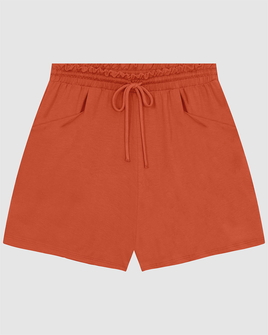 Shorts Feminino Plus Size Cadarço Frontal Em Moletinho De Viscose