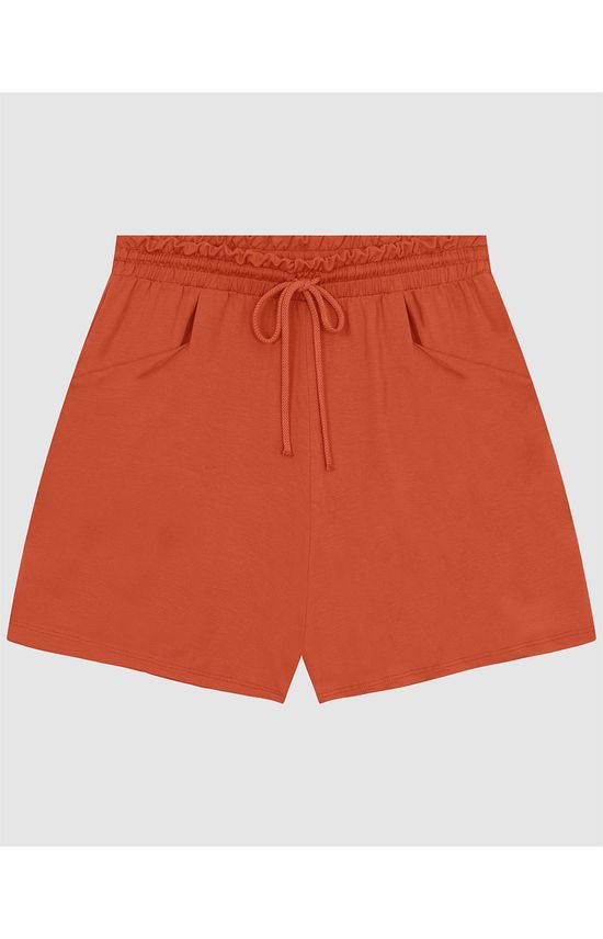 Shorts Feminino Plus Size Cadarço Frontal Em Moletinho De Viscose