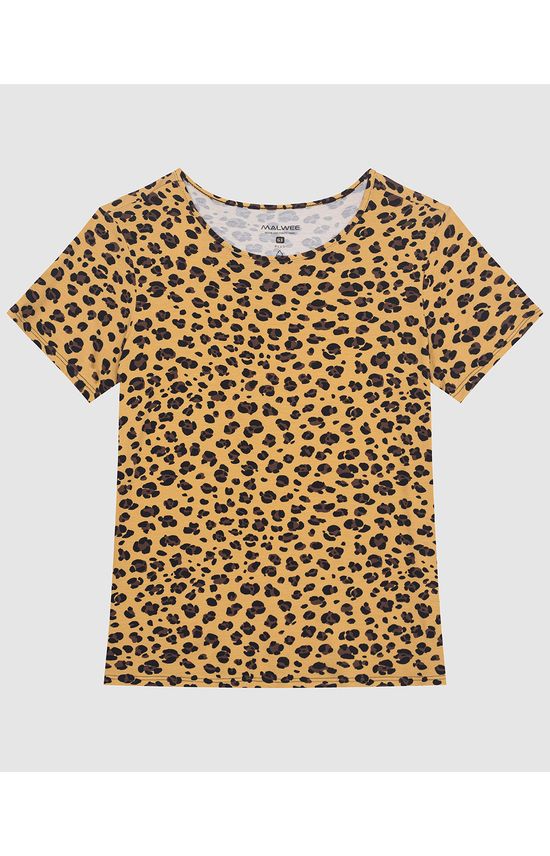 Blusa Feminina Plus Size Manga Curta Animal Print Em Viscose Stretch