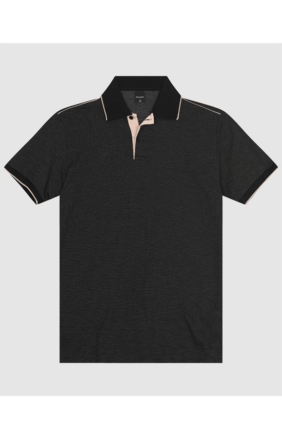 Camisa Polo Masculina Regular Abertura Lateral Em Malha Texturizada
