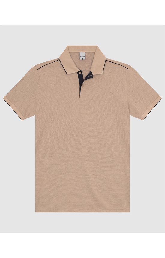 Camisa Polo Masculina Regular Abertura Lateral Em Malha Texturizada