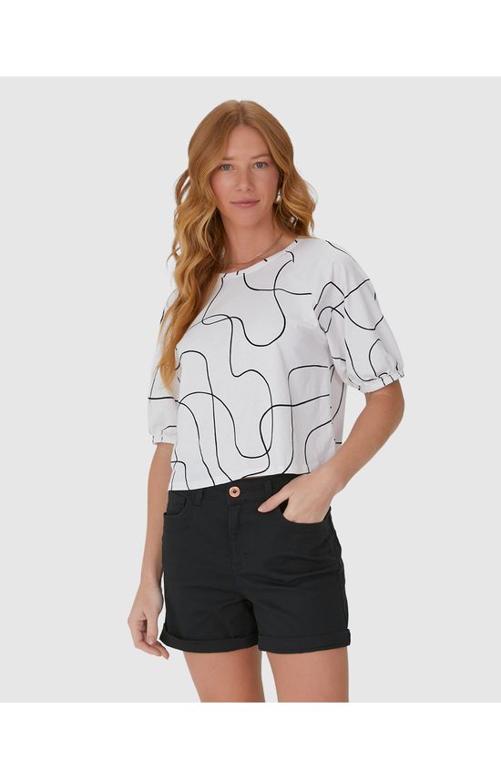 Blusa Ampla Feminina Estampada Em Algodão