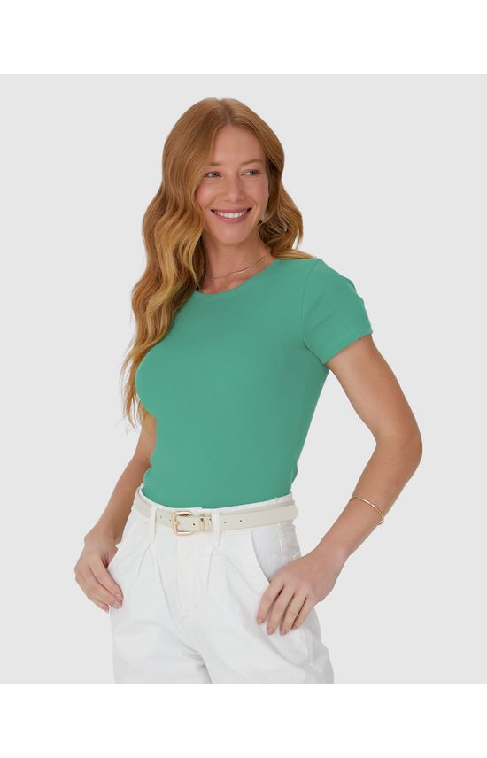 Blusa Feminina Decote Redondo Manga Curta Em Algodão