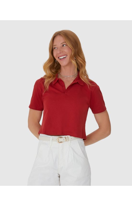 Blusa Cropped Feminina Gola Esporte Em Algodão