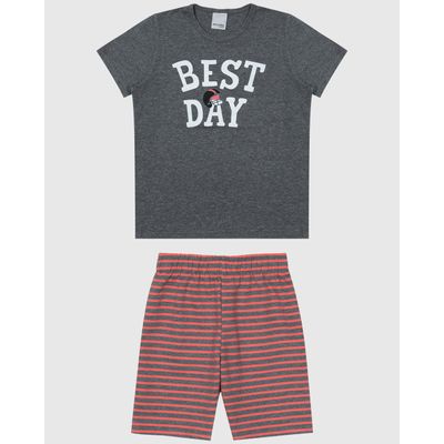 Conjunto Infantil Menino Camiseta Estampa Frontal E Bermuda Malwee Kids