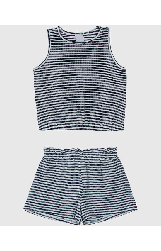 Conjunto Infantil Menina Regata E Shorts Em Malha Texturizada Malwee Kids