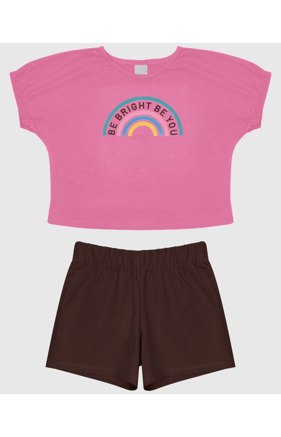 Conjunto Infantil Menina Blusa Manga Curta Em Algodão Malwee Kids