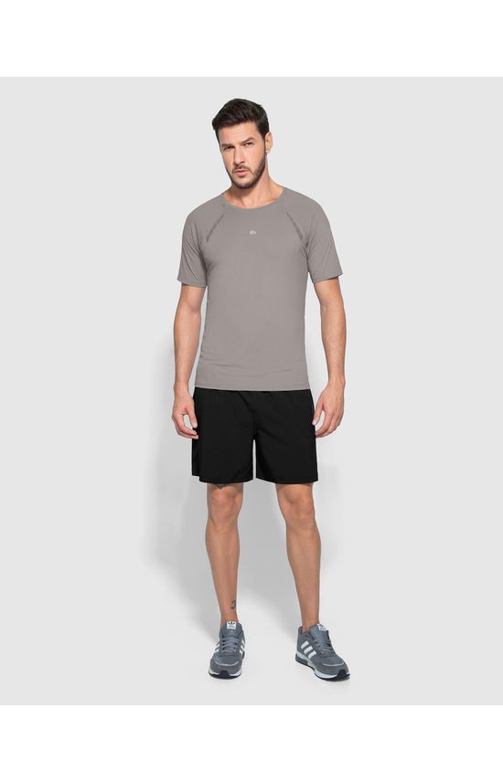 Camiseta Masculina Slim Cava Raglan Em Malha Rajada Dry - ENFIM