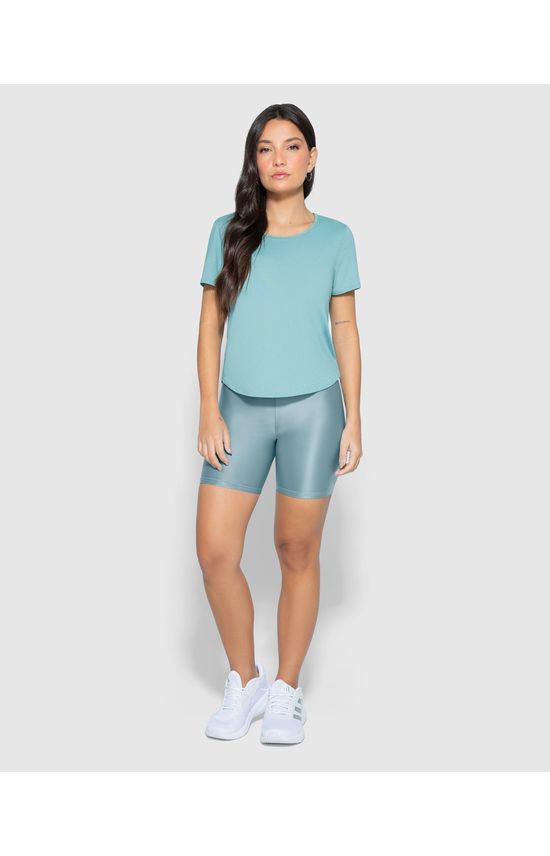 Blusa Feminina Slim Abertura Costas Em Malha Rajada Dry - ENFIM
