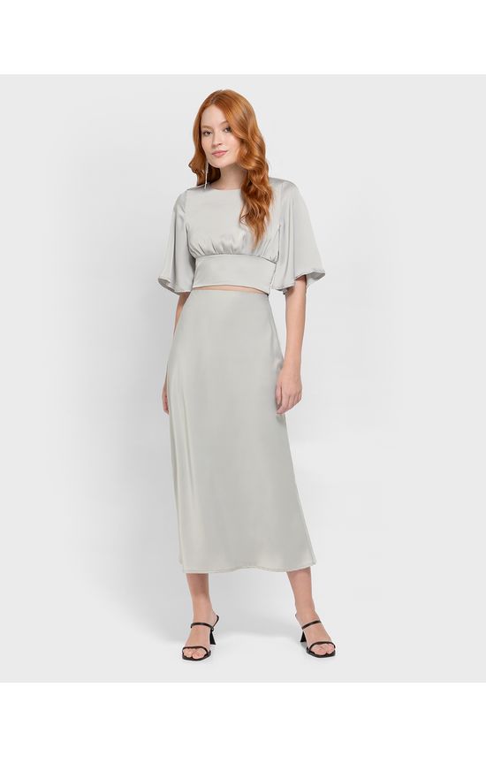 Blusa Cropped Feminina Recorte Busto Em Cetim - ENFIM