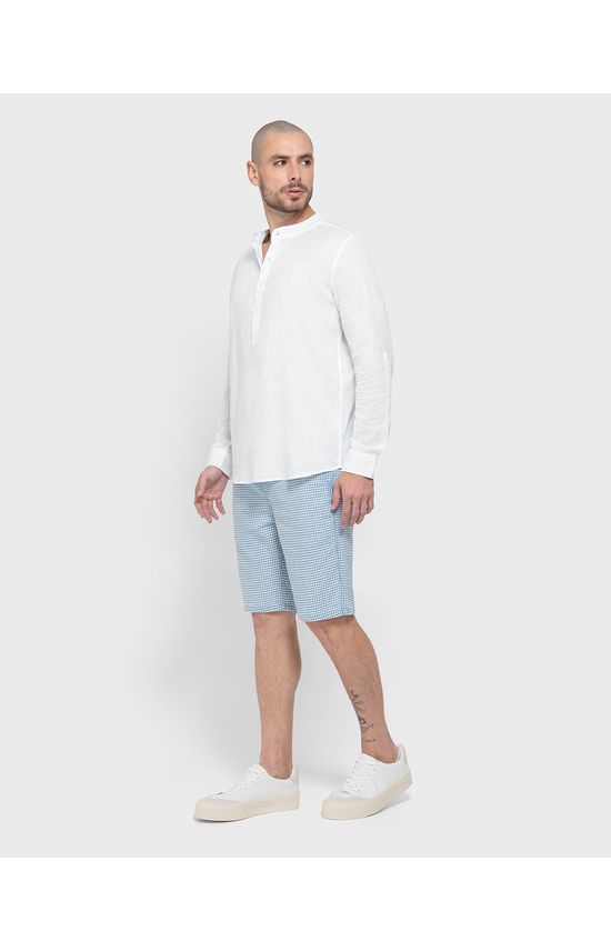 Camisa Masculina Manga Longa Peitilho Frontal Em Algodão - ENFIM