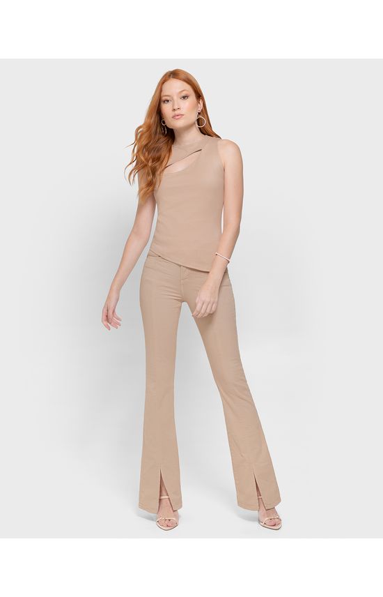 Blusa Feminina Recorte Frontal Em Malha Interlock - ENFIM
