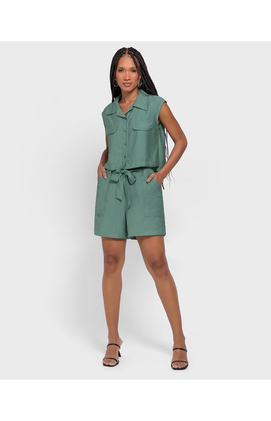 Camisa Feminina Box Lapela Frontal Em Viscose - ENFIM