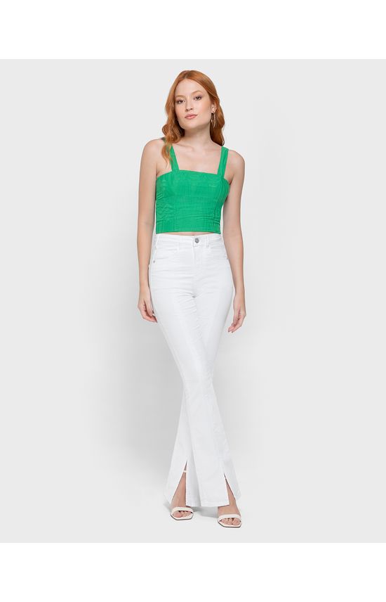 Blusa Cropped Feminina Em Tecido Bordado Geométrico - ENFIM