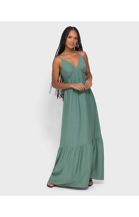 Vestido Longo Feminino Marias Decote V Em Viscose - ENFIM