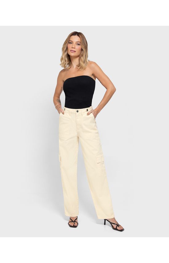 Calça Feminina Reta 90's Bolso Cintura Com Regulador Em Sarja - ENFIM