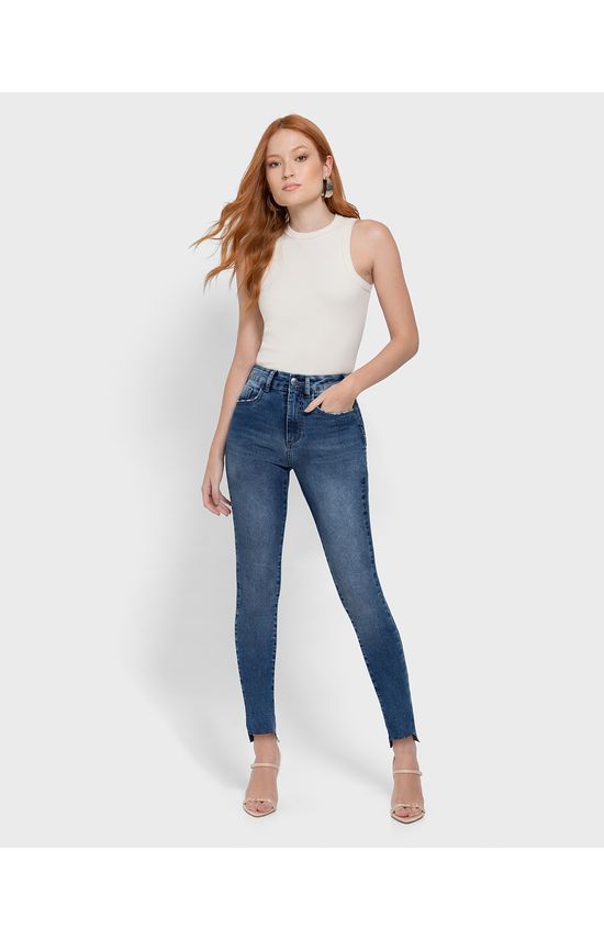 Calça Feminina Skinny Push Up Barra Desfiada Em Jeans - ENFIM