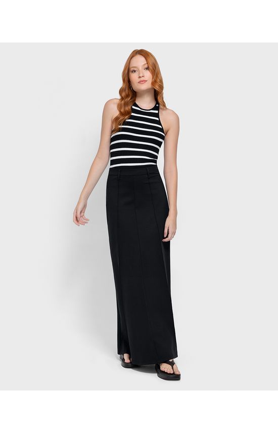Regata Justa Feminina Listrada Decote Halter Neck Em Tricô De Viscose - ENFIM