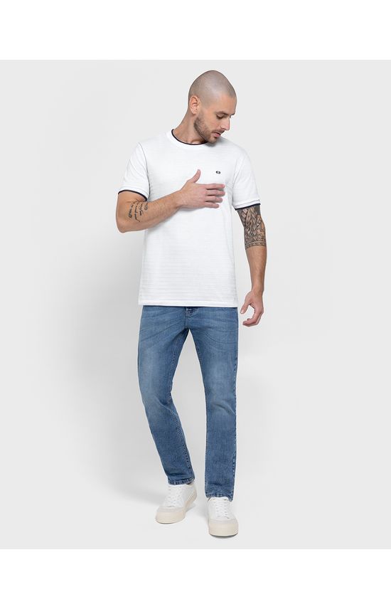 Camiseta Masculina Gola E Manga Retilínea Em Malha Texturizada - ENFIM