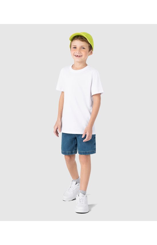 Bermuda Infantil Menino Cós Ajustável Em Jeans Moletom Malwee Kids