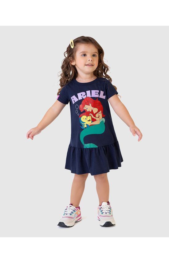 Vestido Infantil Ariel Princesa Disney Em Algodão Malwee Kids