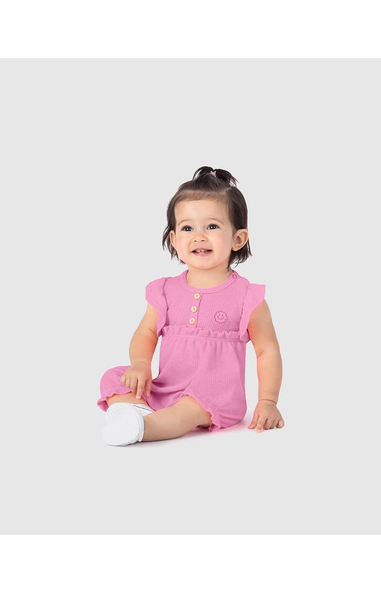 Macaquinho Infantil Menina Babados Em Malha Thermal Malwee Kids