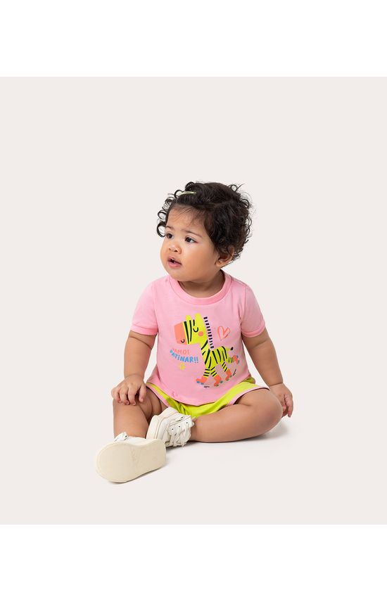 Conjunto Infantil Menina Vamos Patinar! Em Algodão Malwee Kids
