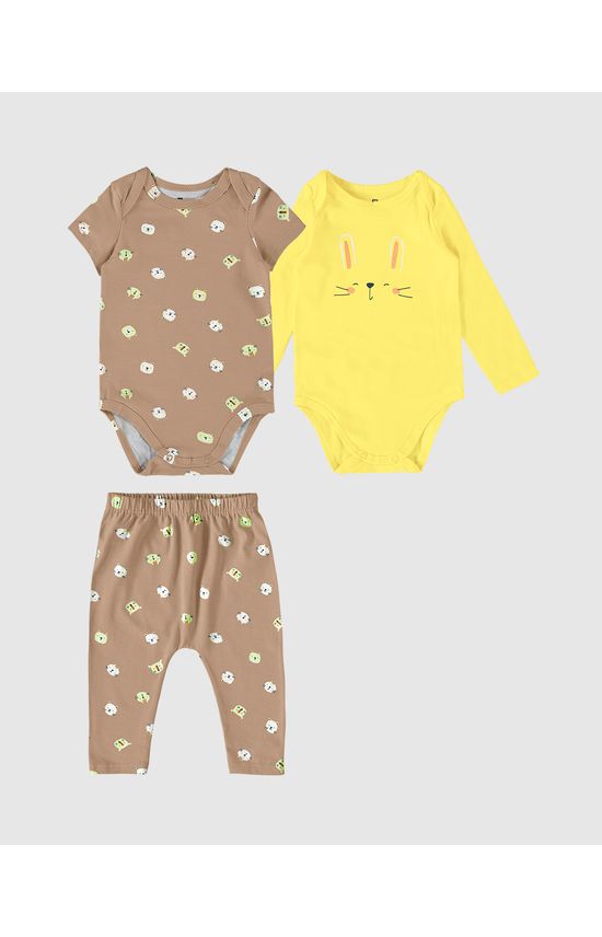 Conjunto Infantil Unissex Calça E Bodies Em Algodão Malwee Kids