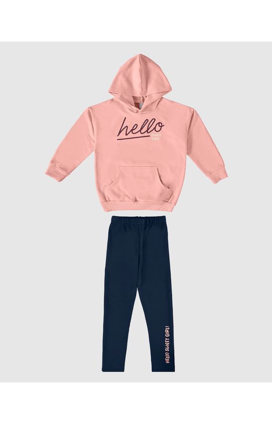 Conjunto Infantil Menina Hello Sweet Girl! Em Moletom Flanelado Malwee Kids