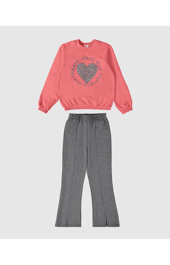 Conjunto Infantil Menina Calça Bootcut Em Moletom Malwee Kids